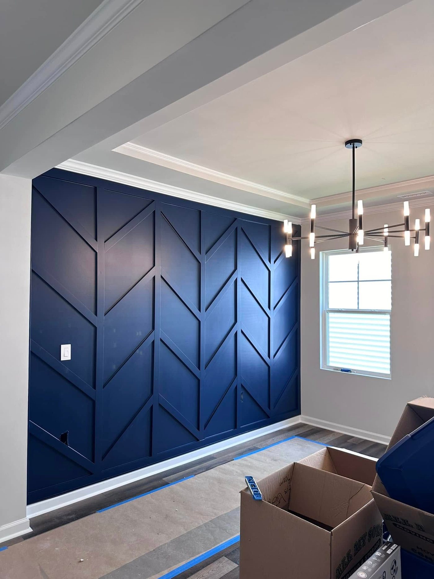 Navy chevron accent wall