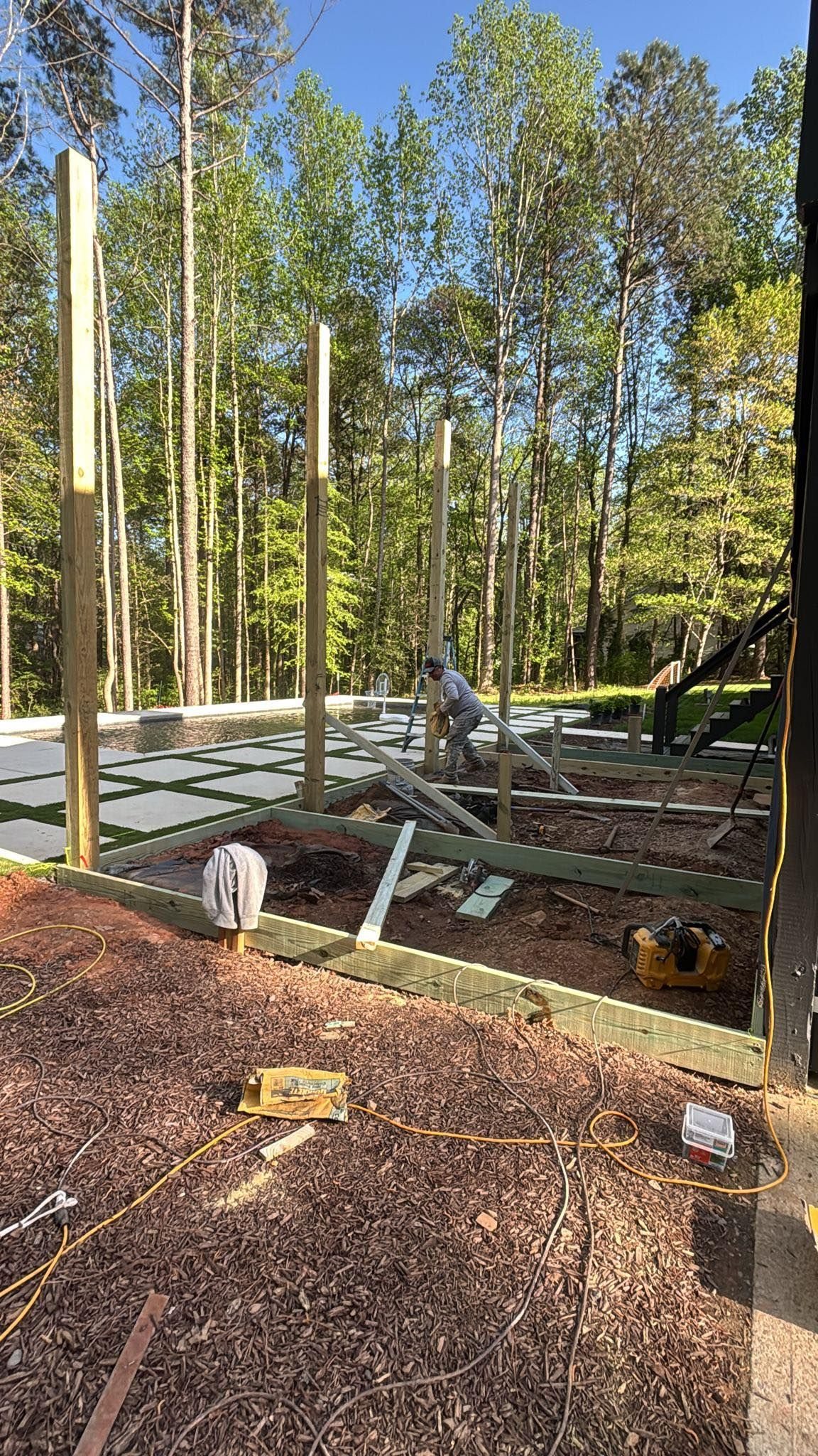 Deck framing in progress